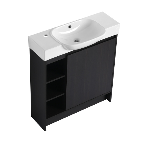 30-Inch Dark Oak Plywood Freestanding Bathroom Vanity with Sink