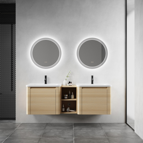 60-Inch American White Oak Plywood Wall-Mounted Bathroom Vanity