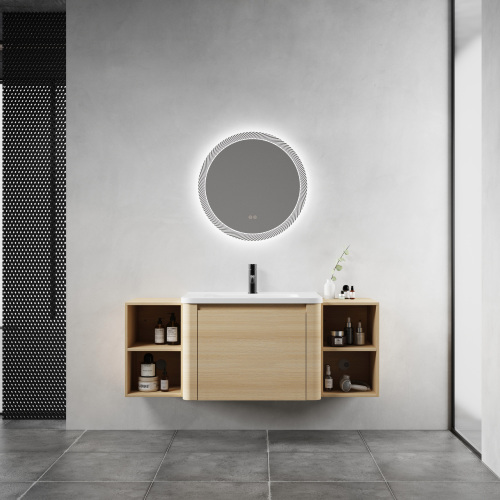 52-Inch American White Oak Plywood Wall-Mounted Bathroom Vanity