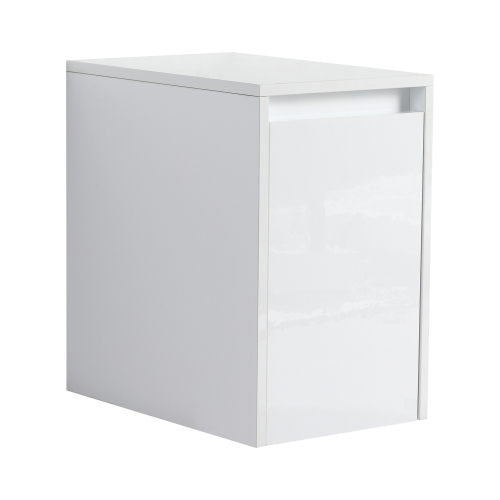 12-Inch Glossy White Plywood Wall-Mounted Bathroom Side Cabinet