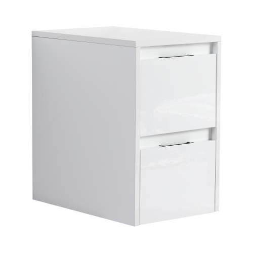 12-Inch Glossy White Plywood Wall-Mounted Bathroom Side Cabinet - 12" Glossy White - Plywood - Modern - Bathroom - Wall Mounted - Not Specified - 2 - Not Specified - Not Specified - Not Specified