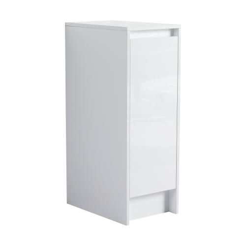12-Inch Glossy White Plywood Freestanding Bathroom Storage Cabinet
