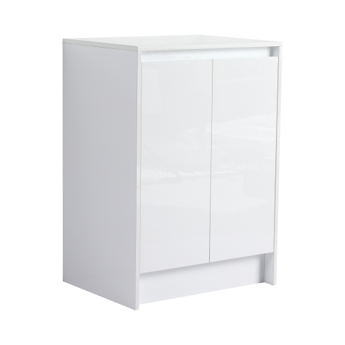 24-Inch Glossy White Plywood Freestanding Bathroom Storage Cabinet