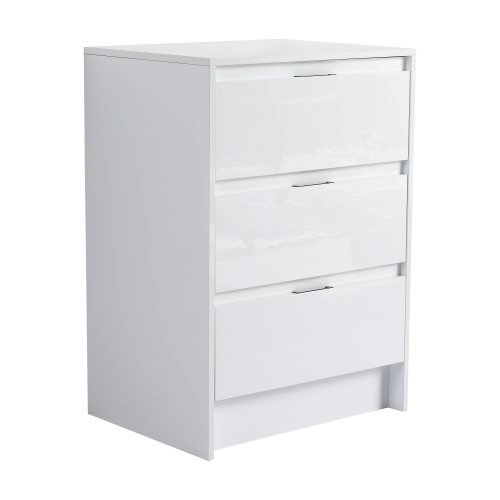 24-Inch Glossy White Plywood Freestanding Bathroom Storage Cabinet - 24" Glossy White - Plywood - Not Specified - Bathroom - Freestanding - Not Specified - 3 - Not Specified - Not Specified - Not Specified