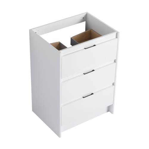 24-Inch Glossy White Plywood Freestanding Bathroom Vanity Cabinet