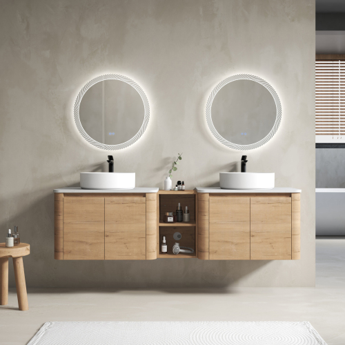 72-Inch Modern Plywood Wall-Mounted Vanity, 30 x 2 Imitative Oak