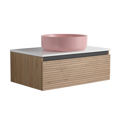 30-Inch Modern Plywood Wall-Mounted Vanity with Pink Ceramic Sink