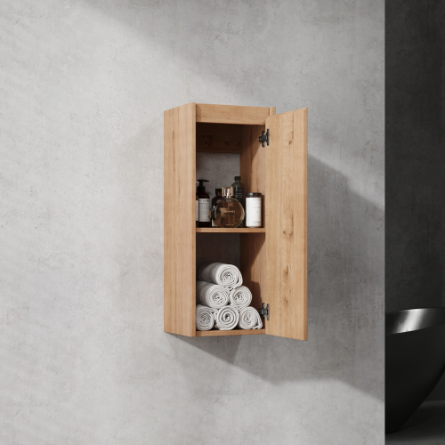 12-Inch Modern Imitative Oak Plywood Wall-Mounted Bathroom Cabinet