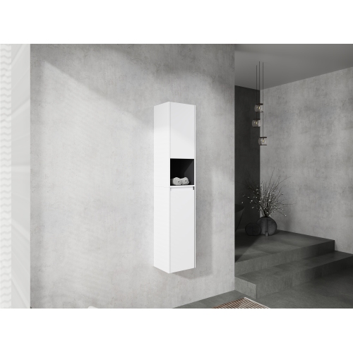 12-Inch White Plywood Wall-Mounted Bathroom Side Cabinet with 2 Doors