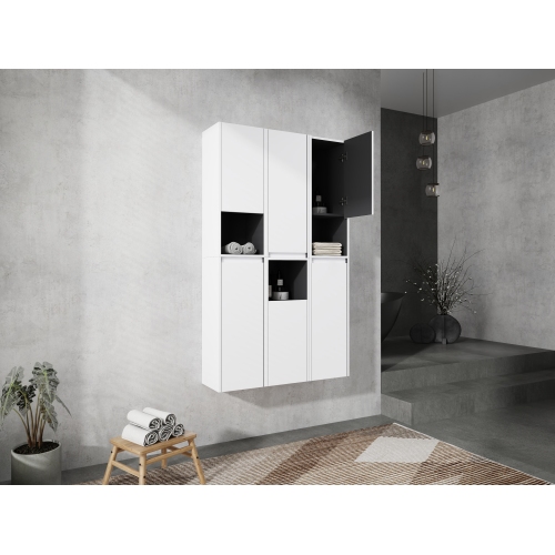 12-Inch White Plywood Modern Wall-Mounted Bathroom Side Cabinet