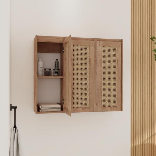 36-Inch Imitative Oak Plywood Wall-Mounted Bathroom Side Cabinet - 36" Imitative Oak - SC00512IMO*3 - Plywood - Plywood - Modern - Wall Mounted - Bathroom - 3 - Not Specified