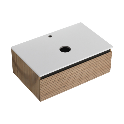 30-Inch Light Coffee Plywood Wall-Mounted Modern Bathroom Vanity