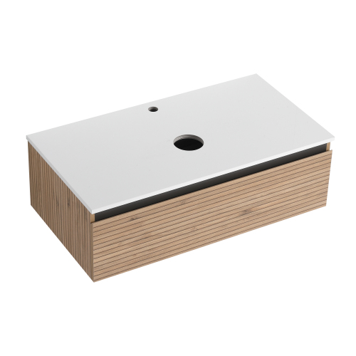 36-Inch Modern Wall-Mounted Plywood Vanity in Light Coffee
