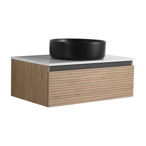30-Inch Modern Plywood Wall-Mounted Vanity with Black Ceramic Sink