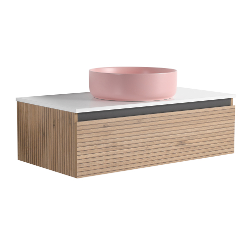 36-Inch Light Coffee Plywood Vanity with Pink Art Ceramic Sink