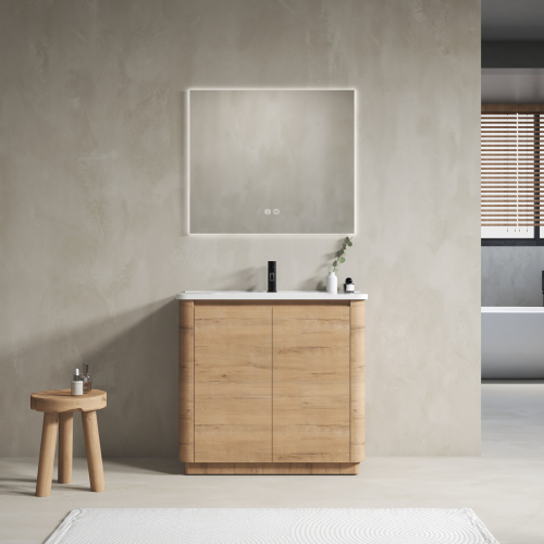36-Inch Imitative Oak Plywood Bathroom Vanity with Ceramic Sink