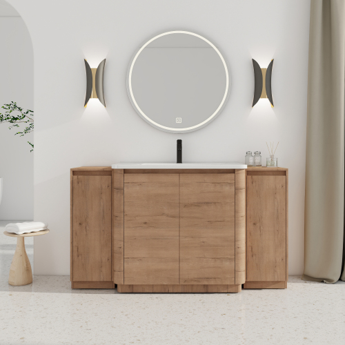 36-Inch Imitative Oak Plywood Bathroom Vanity with Ceramic Sink - 60"=36" Imitative Oak Vanity - Plywood - Modern - Bathroom - Not Specified - Not Specified