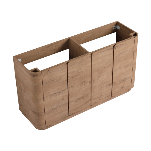 60-Inch Imitative Oak Plywood Freestanding Bathroom Vanity