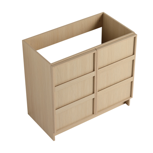 36-Inch Dune Oak Freestanding Bathroom Vanity, Plywood, 2 Soft-Close Doors