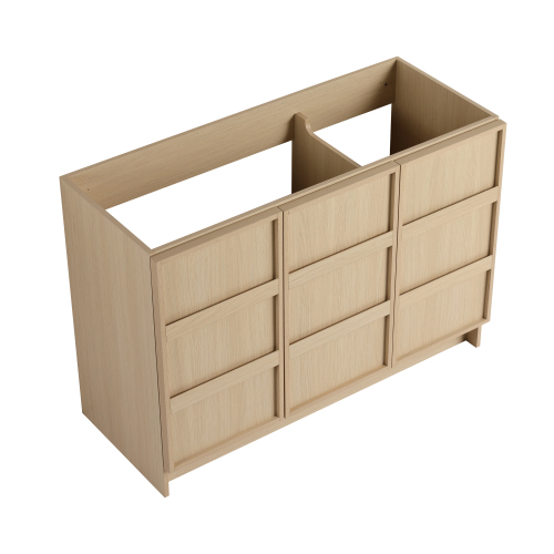 48"(46-7/8") Freestanding Bathroom Vanity & 3 Soft-Close Cabinet Doors, Plywood, Dune Oak (KD-PACKING)-Excluding Sink - 48" Dune Oak - Modern