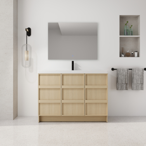 48-Inch Dune Oak Plywood Bathroom Vanity with Resin Sink