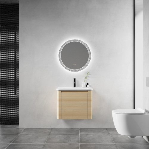 24-Inch American White Oak Plywood Wall Vanity with Ceramic Sink