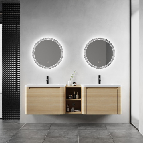 68-Inch American White Oak Plywood Wall-Mounted Bathroom Vanity