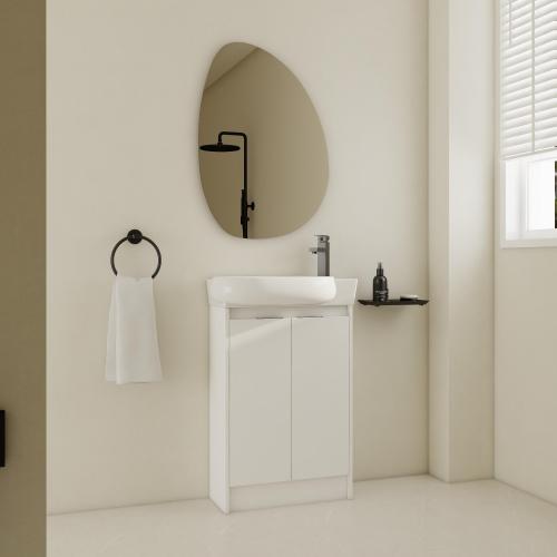 23-Inch Glossy White Plywood Bathroom Vanity with Sink & Soft-Close Doors