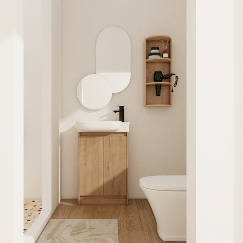 23-Inch Gloss White Imitative Oak Plywood Bathroom Vanity with Sink