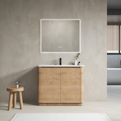40-Inch Imitative Oak Plywood Bathroom Vanity with Ceramic Sink