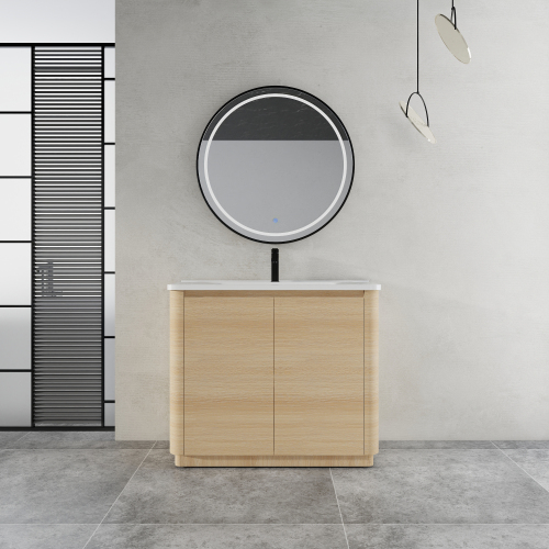 40-Inch American White Oak Plywood Bathroom Vanity with Ceramic Sink