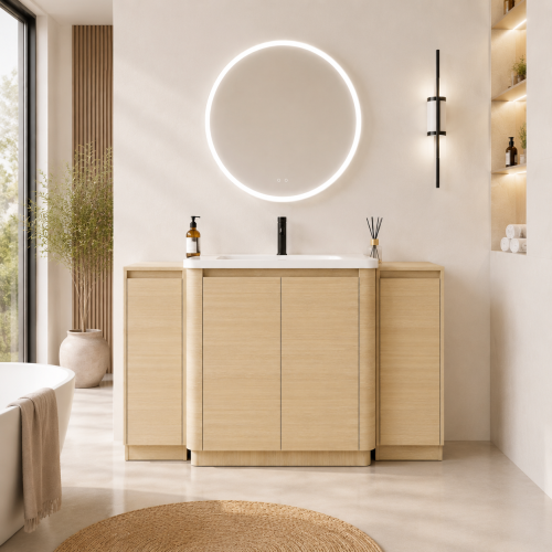 60-Inch American White Oak Plywood Freestanding Bathroom Vanity