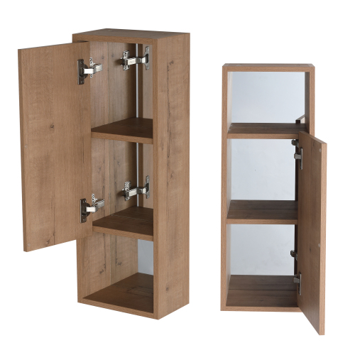 10-Inch Imitative Oak Glass/Plywood Mirror Cabinet with Soft-Close Door