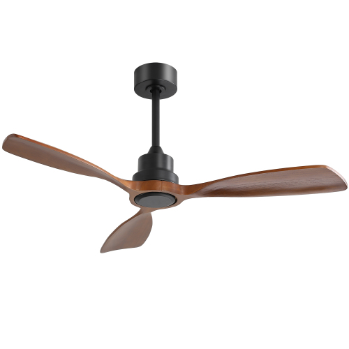 48-Inch Black Metal & Wood 3-Blade Ceiling Fan Without Light