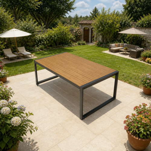 Earthy Yellow 43-Inch Steel Rectangular Outdoor Patio Coffee Table