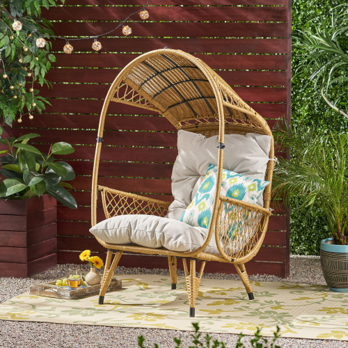 Malia Brown Fabric Standing Basket Seat, 36.5 x 32.5 x 56.75 in