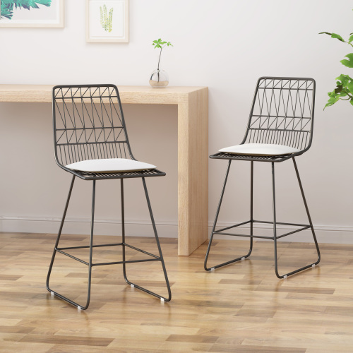 Niez Grey and Ivory Iron Counter Stool, 18.25 x 24.75 x 42 in