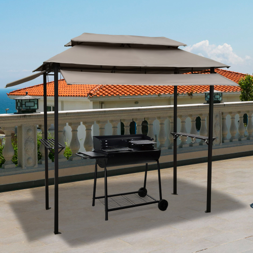 4-Ft Mushroom Steel Grill Gazebo with Soft-Top Canopy and Counters