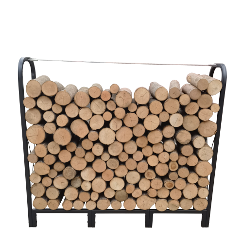 4.1-Ft Black Iron Heavy-Duty Firewood Rack for Indoor or Outdoor Use