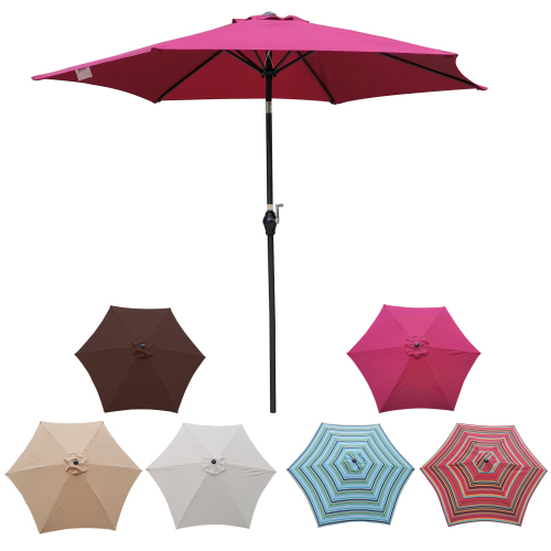 9-Foot Burgundy Metal Outdoor Umbrella with 108-Inch Span