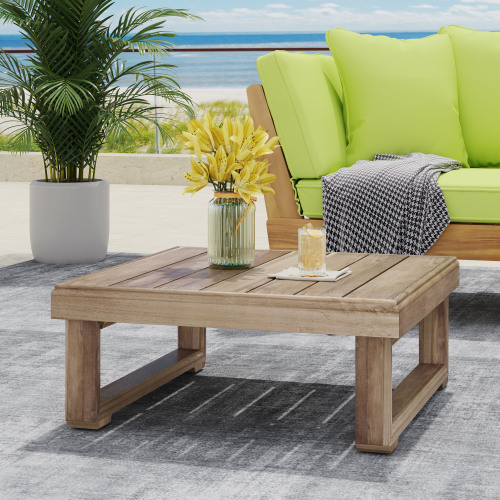 Westchester Brown Acacia Wood Outdoor Coffee Table, 27.5 Inch