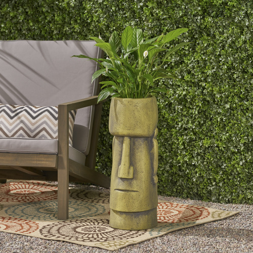 Glacier Antique Green Magnesium Oxide Urn Planter, 24.25 Inch
