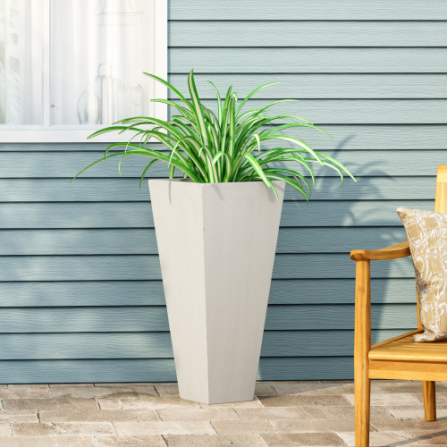 13-Inch x 28.5-Inch Magnesium Oxide Outdoor Planter, Matte White