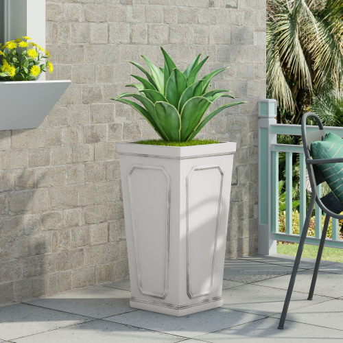Tall Antique White 30.5-Inch Magnesium Oxide Outdoor Planter