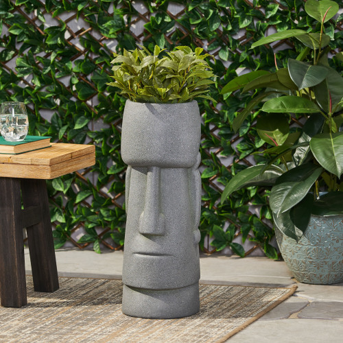Stone Gray Magnesium Oxide Garden Flower Planter, 24.25-Inch Tall