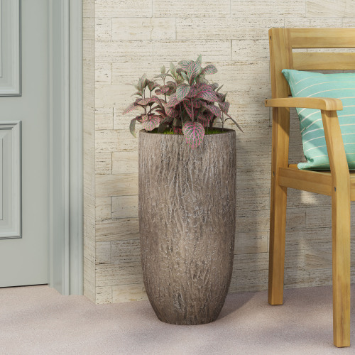 27-Inch Wood-Tone Magnesium Oxide Garden and Outdoor Planter