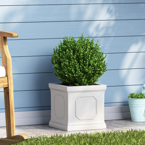 Antique White 10.75-Inch Magnesium Oxide Outdoor Garden Planter