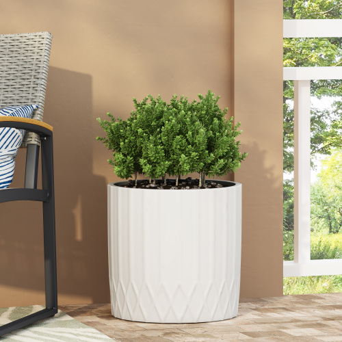 16.5-Inch Antique White Magnesium Oxide Outdoor Garden Planter