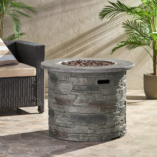 32-Inch Round Magnesium Oxide Propane Fire Pit in Stone Gray