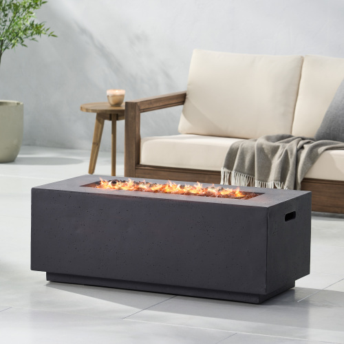 40-Inch 40,000 BTU Rectangular MgO Propane Fire Pit, Dark Grey